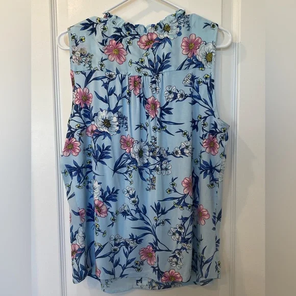 Orlee Mixed Material Sleeveless Top blue - Picture 2 of 2